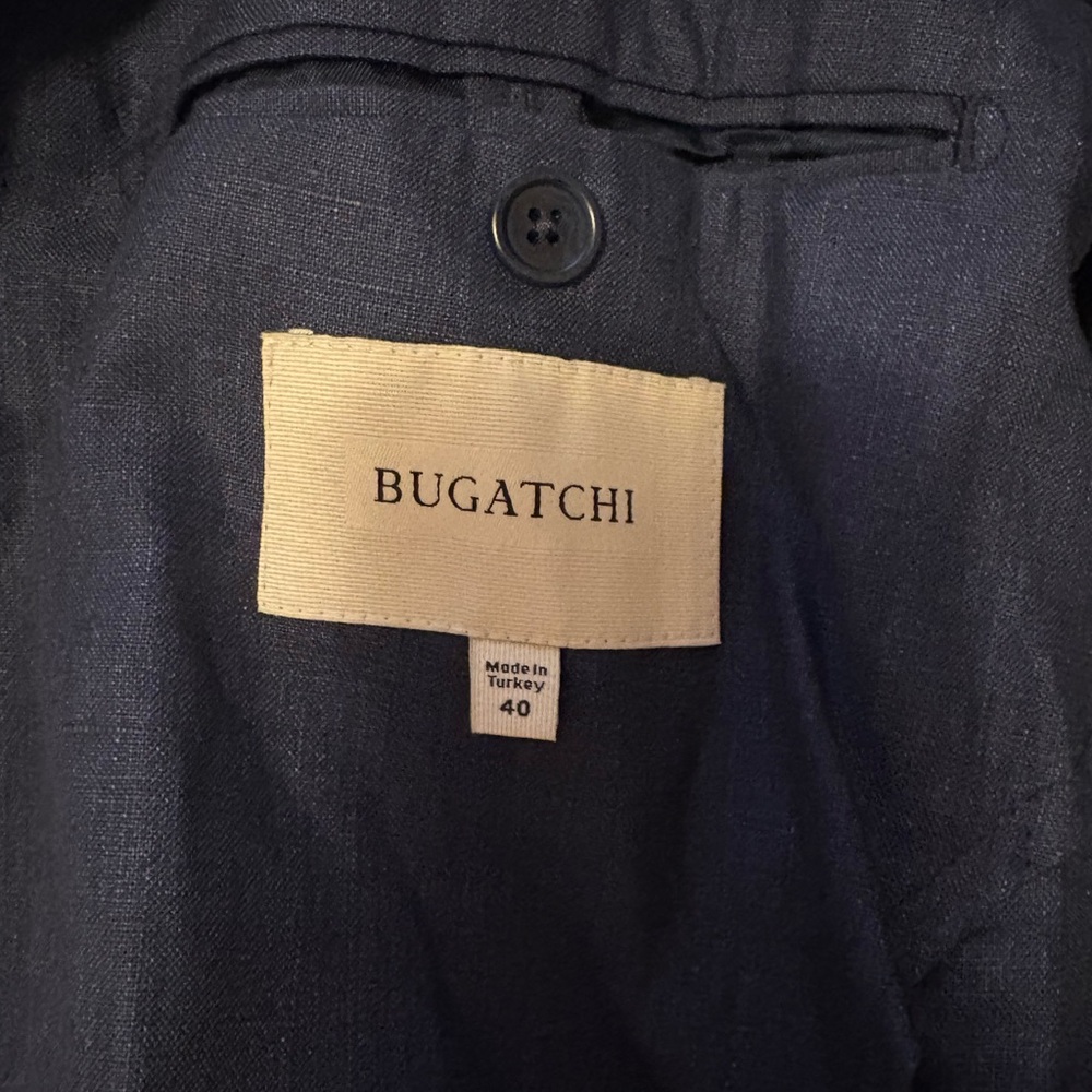 Bugatchi Navy Linen 2 button blazer jacket size 4… - image 1